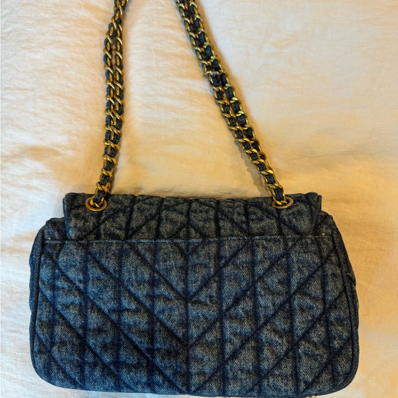 Karl Lagerfeld Blue Denim Shoulder Bag with Gold Accents - Picture 3 of 6